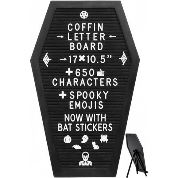 Coffin Letter Board Black +3D Bat Stickers +650 Characters, Spooky & Seasonal - Picture 7 of 7